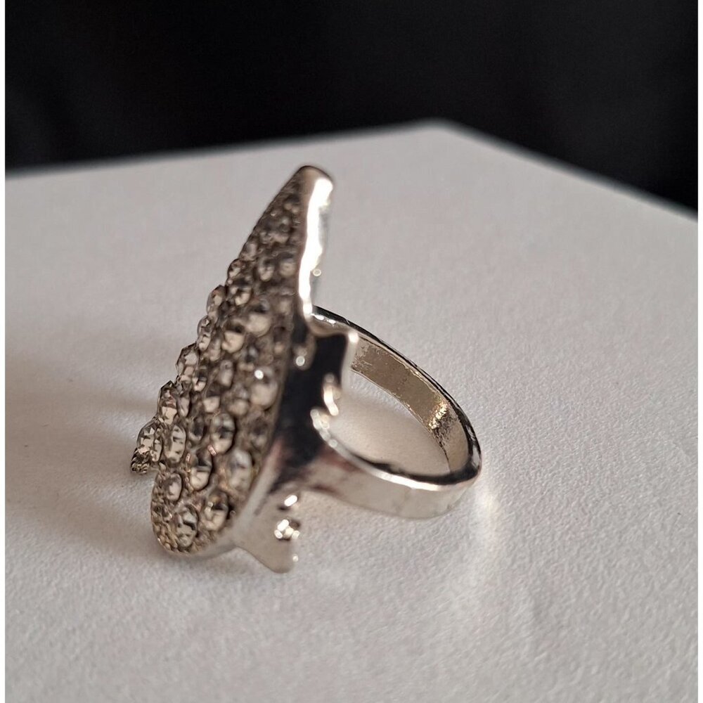 Silver-Tone Rhinestone Heart Ring With Arrow Design - Size 8 - Picture 7 of 8